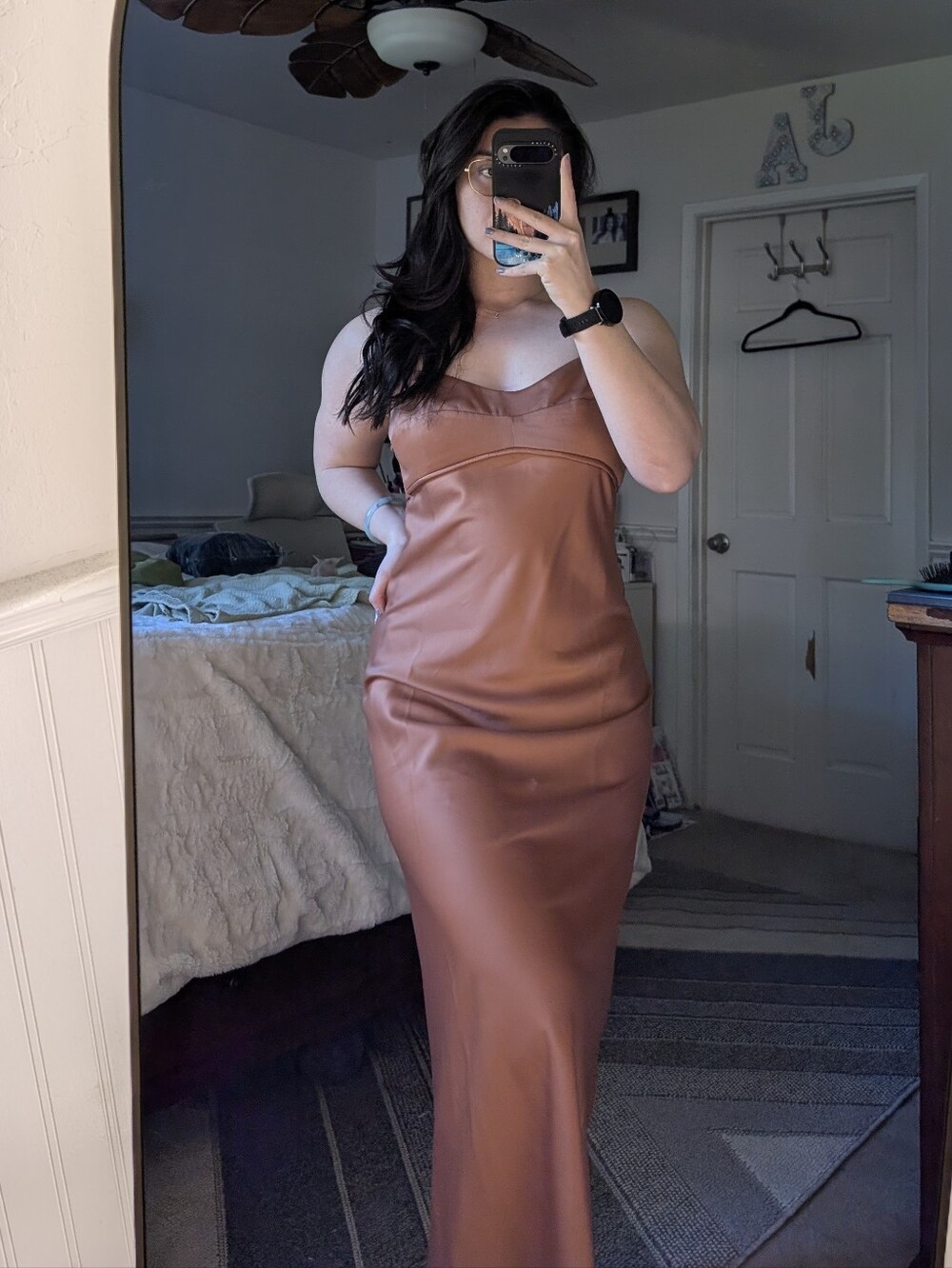 *MOVING SALE* NWT Wayf brown satin midi dress Size M